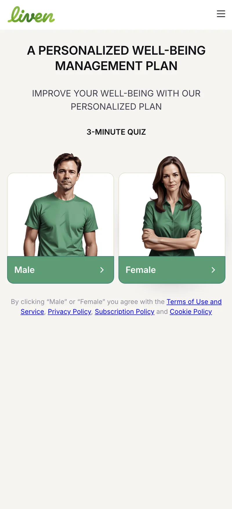 Landing — Gender Selector