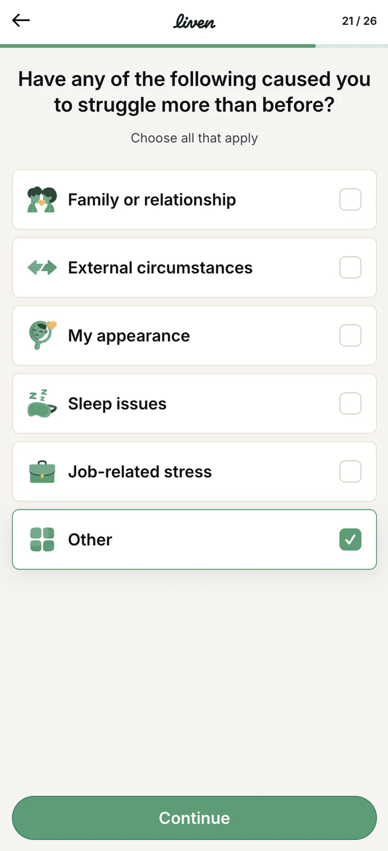 Q21 — Life Stressors (Multi-Select)