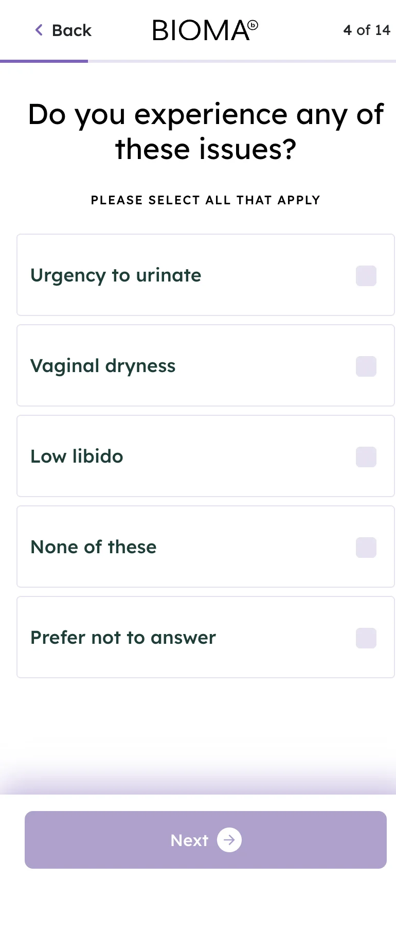 Q4 — Intimate Issues (Multi-Select)