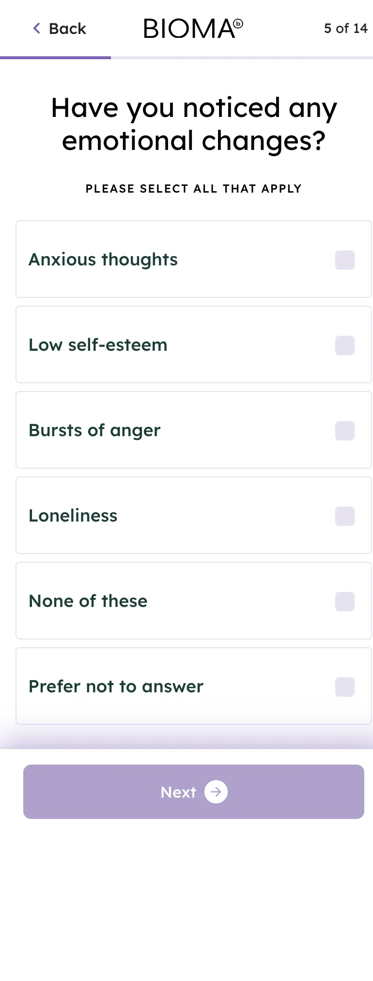 Q5 — Emotional Changes (Multi-Select)