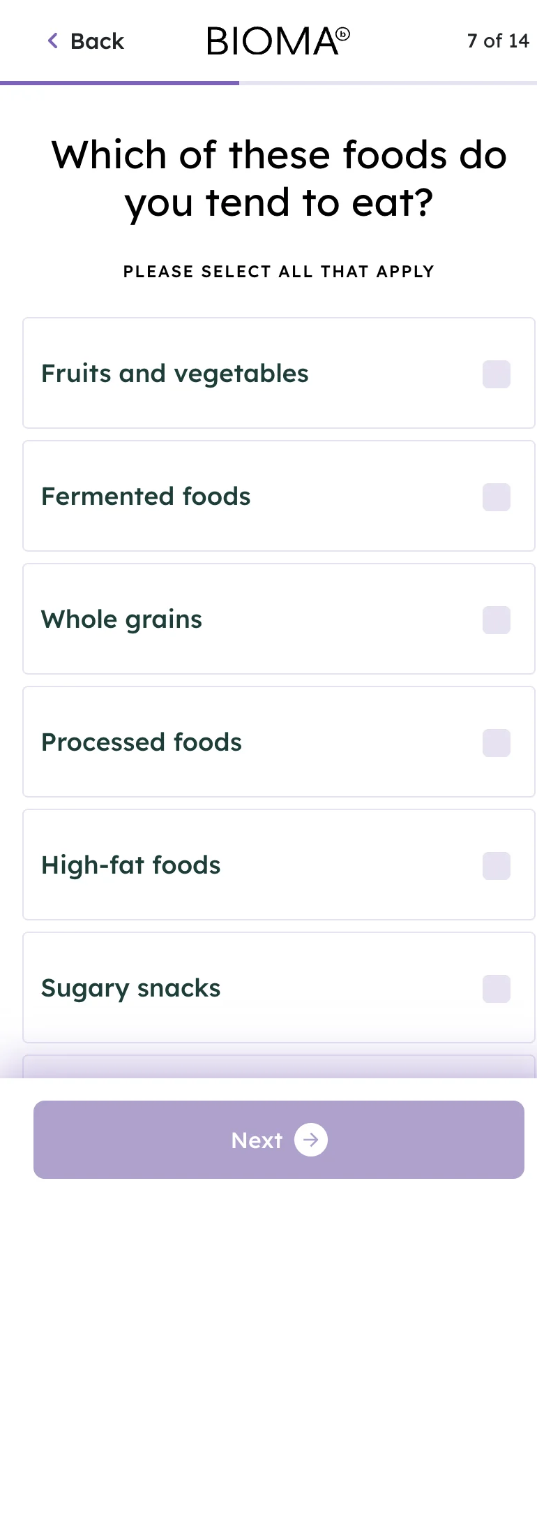 Q7 — Diet Quality (Multi-Select)
