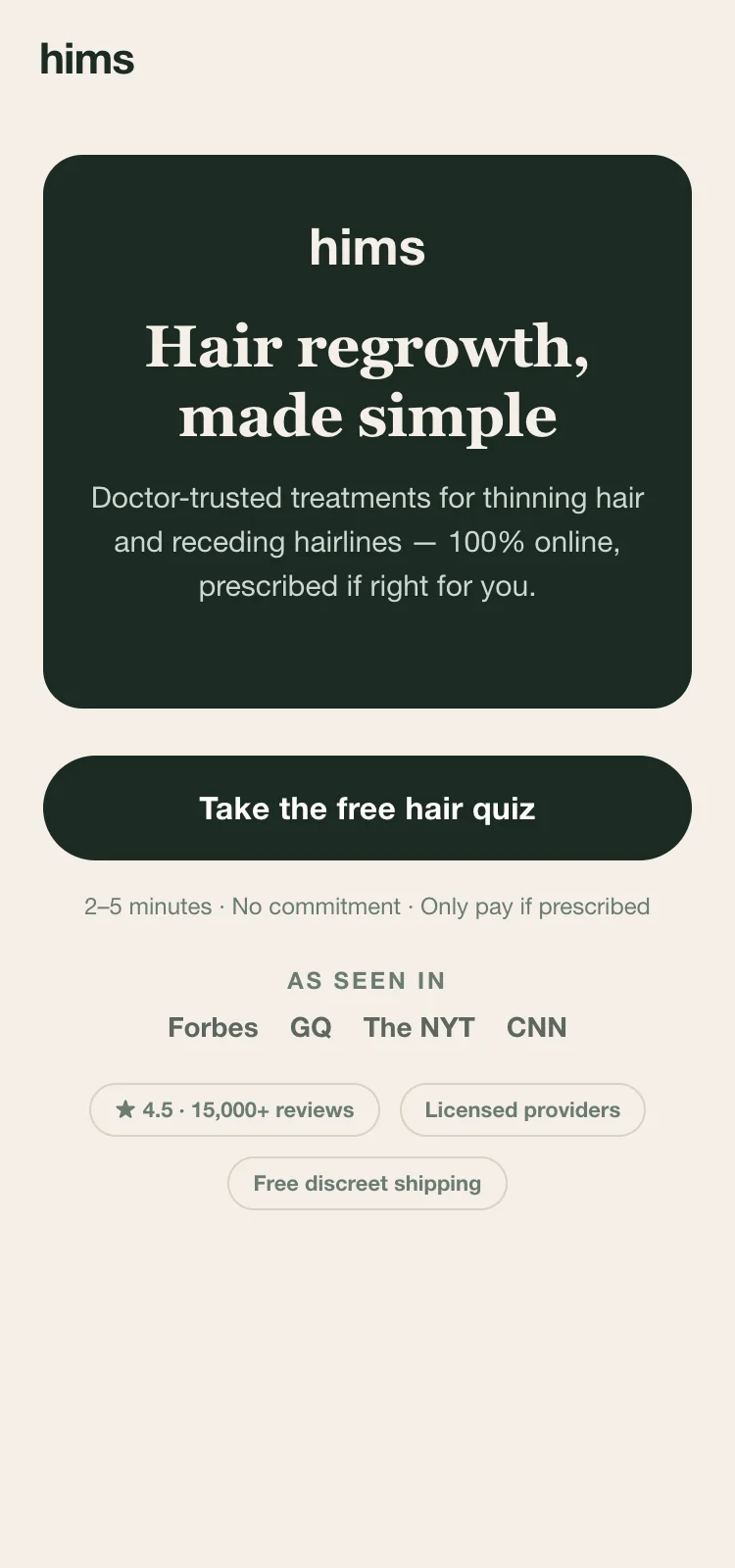 Landing — Paid-Social Hair Quiz