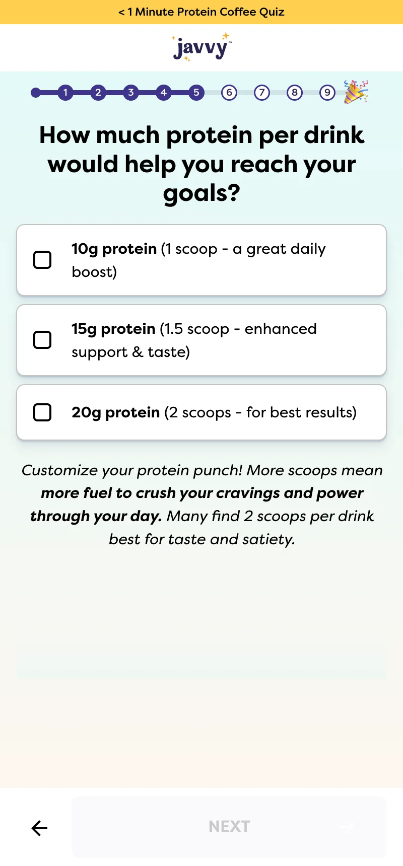 Q5 — Protein Per Drink (Scoop Dial)