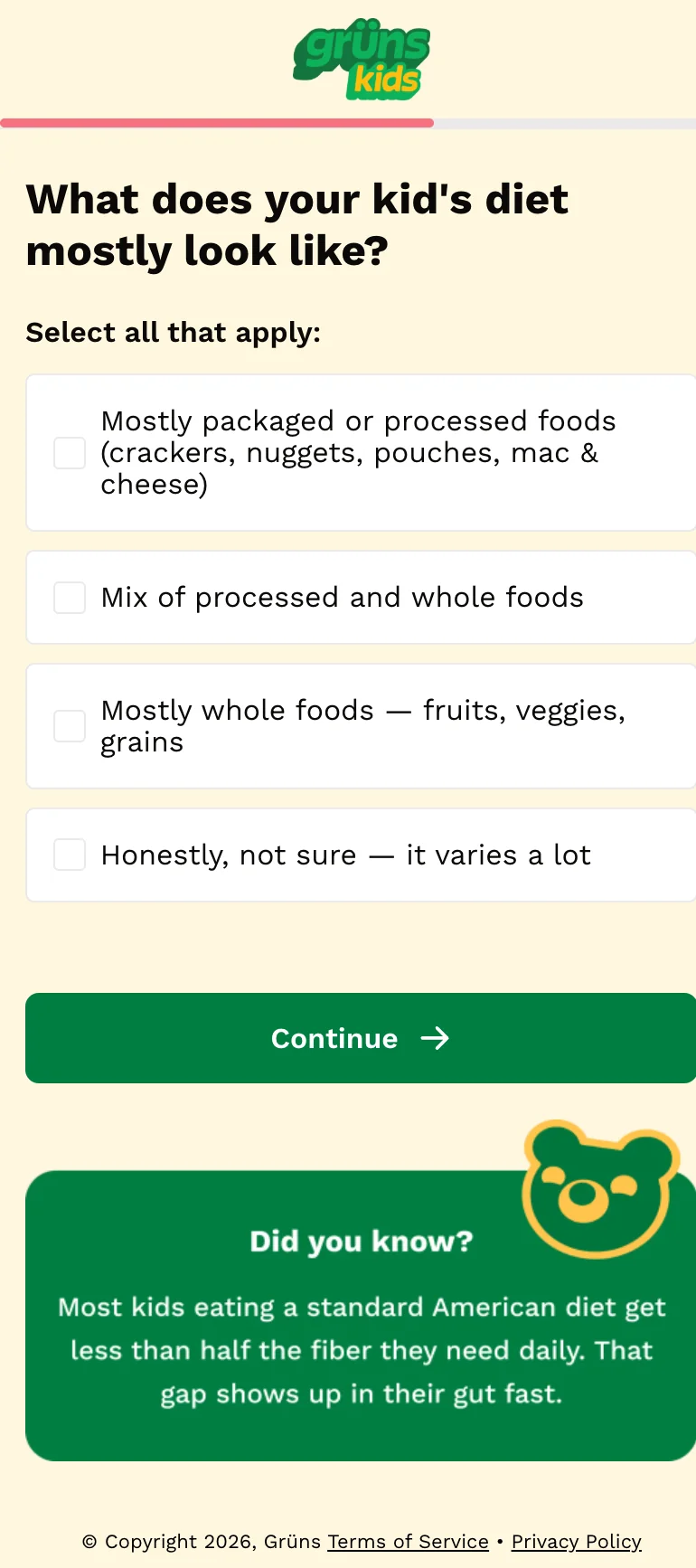 Q6 — Diet (Multi-Select + Education Card)