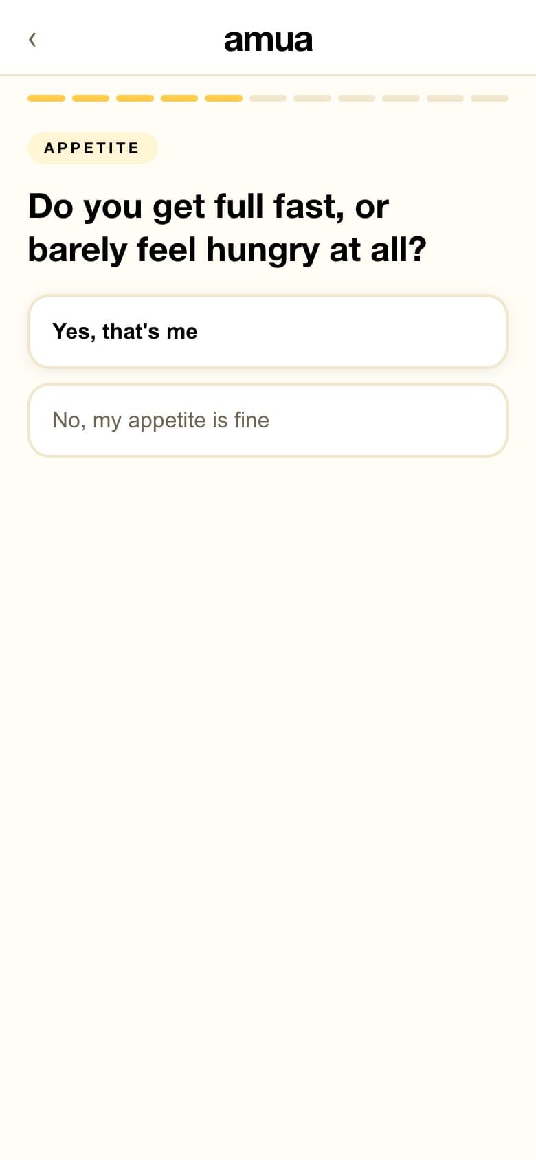 APPETITE — Symptom Question Two