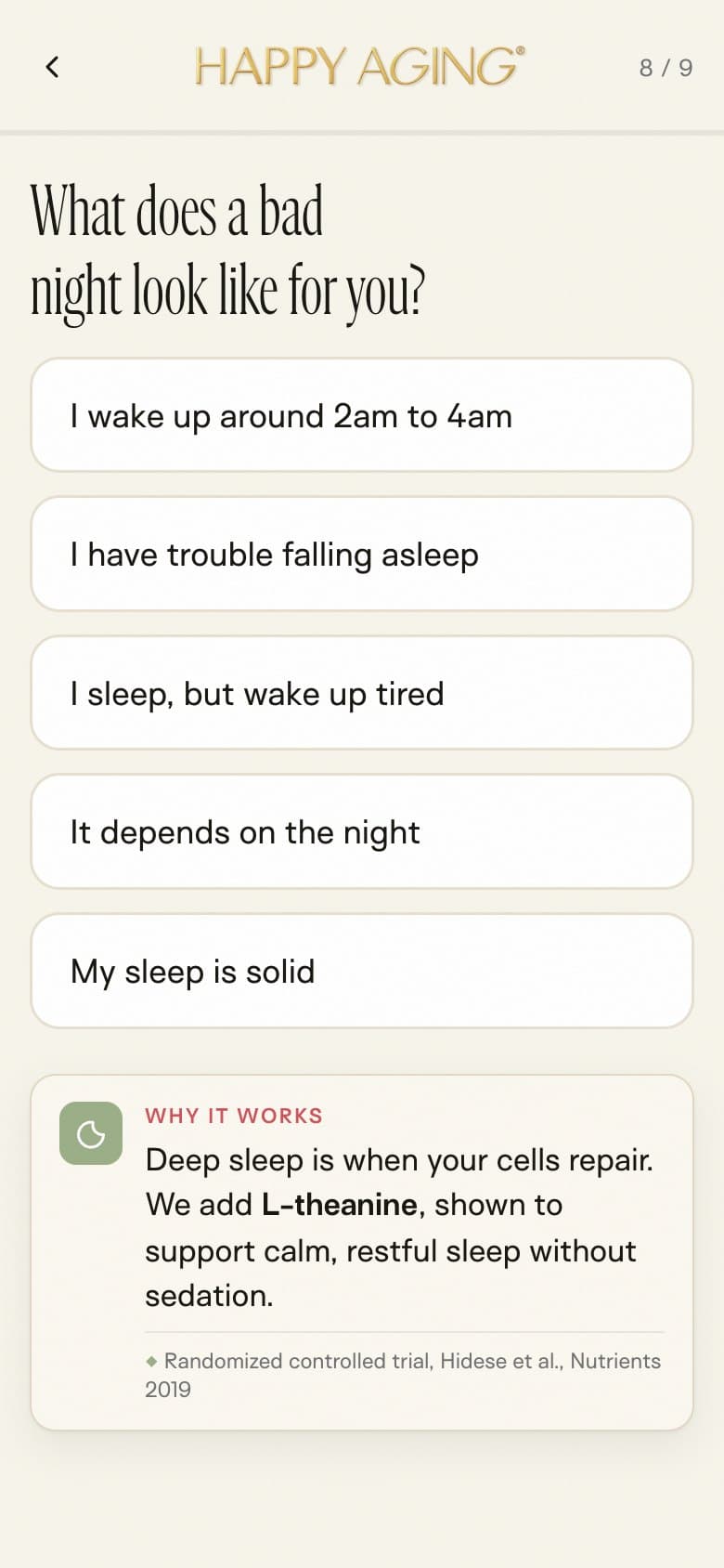 Q8 — Sleep Pattern + L-Theanine Seed