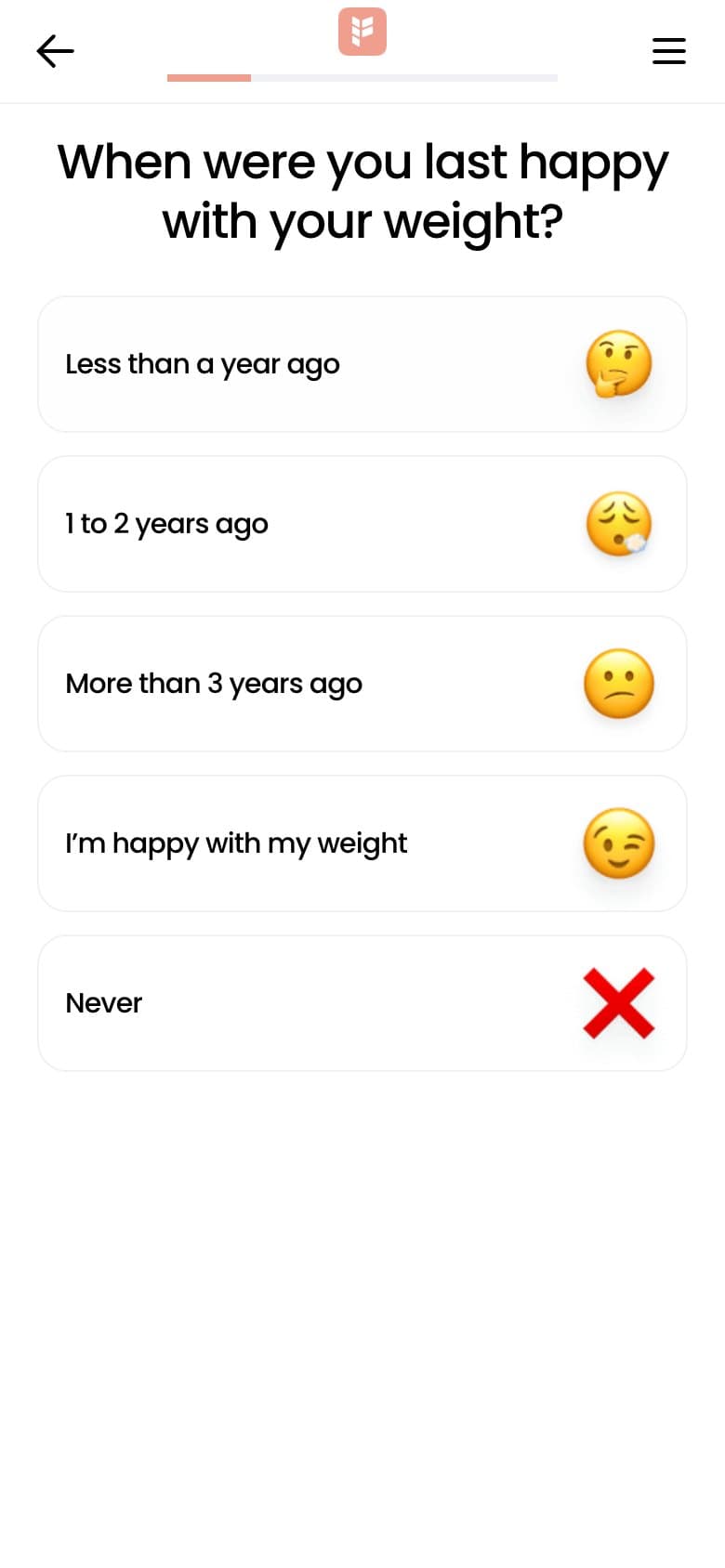 Q — "When Were You Last Happy With Your Weight?"