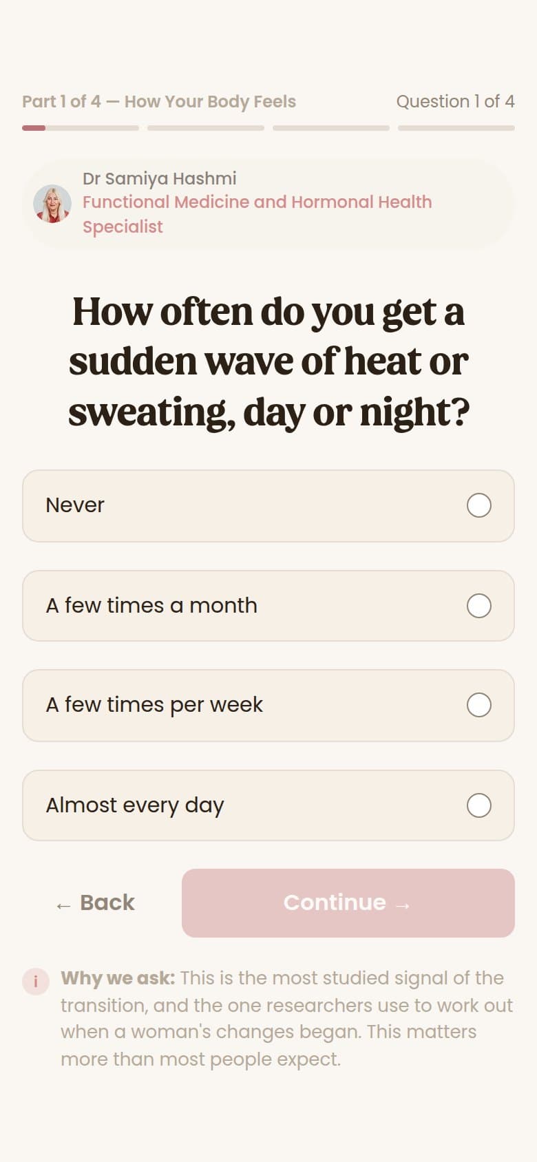 Part 1 Q1 — Sudden Wave of Heat or Sweating