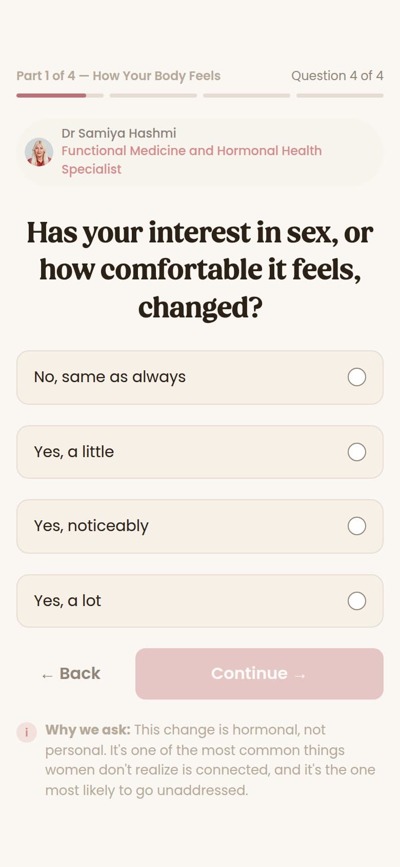 Part 1 Q4 — Interest in Sex or Comfort