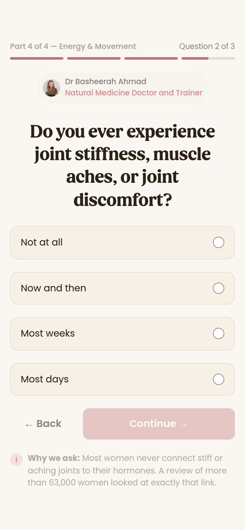Part 4 Q2 — Joint Stiffness and Muscle Aches