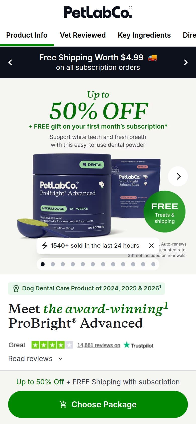 Product Page — Discount Hero and Sticky Choose Package