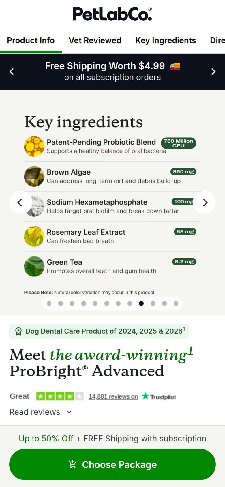 Carousel — Key Ingredients With Doses