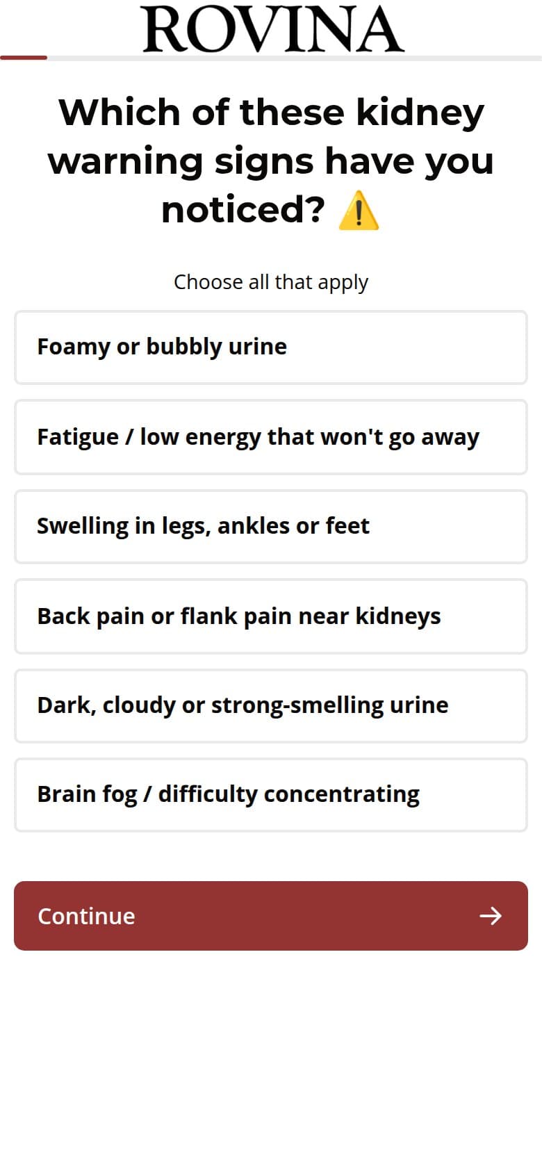 Q2 — Kidney Warning Signs Checklist