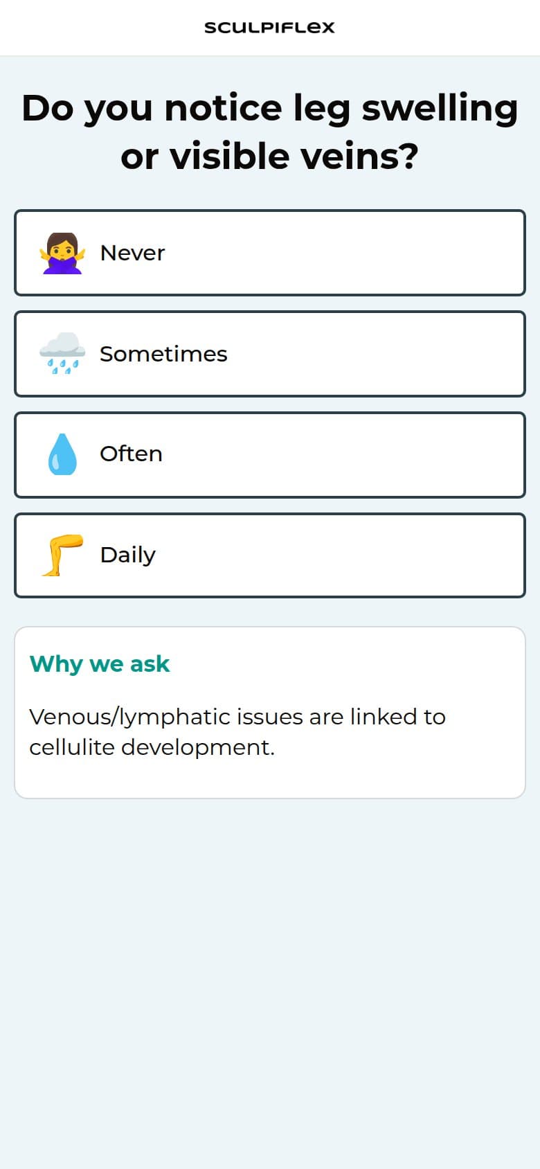 Q8 — Leg Swelling or Visible Veins