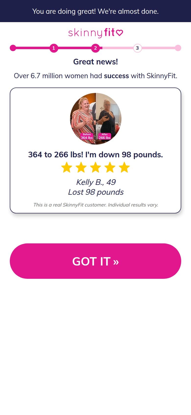 Interstitial — Kelly B. Before-and-After Testimonial