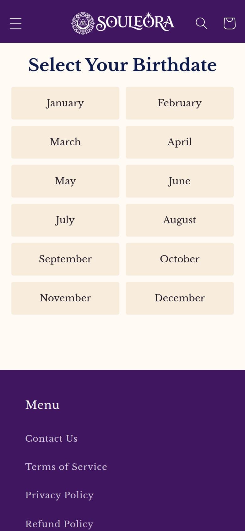 Landing — Select Your Birthdate
